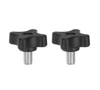 sourcing map 2pcs Star Clamping Knobs M8 x 12mm Metric Male Thread 32mm 4-Point Plastic Head Threaded Stud Knob Hand Tightening Thumb Screw Jig Handle, Black