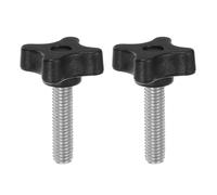 sourcing map 2pcs Star Clamping Knobs M8 x 35mm Metric Male Thread 32mm 4-Point Plastic Head Threaded Stud Knob Hand Tightening Thumb Screw Jig Handle, Black