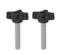 sourcing map 2pcs Star Clamping Knobs M8 x 45mm Metric Male Thread 32mm 4-Point Plastic Head Threaded Stud Knob Hand Tightening Thumb Screw Jig Handle, Black
