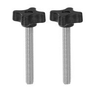 sourcing map 2pcs Star Clamping Knobs M8 x 60mm Metric Male Thread 32mm 4-Point Plastic Head Threaded Stud Knob Hand Tightening Thumb Screw Jig Handle, Black