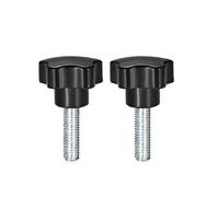 sourcing map 2Pcs Star Knob Grip M10 x 25mm Male Thread Steel Zinc Stud Black PP