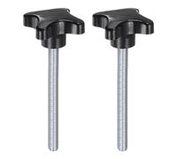 sourcing map 2pcs Star Knobs M10 x 100mm Male Thread Plastic 4-Star Stud Knob Hand Tightening Clamping Screw Replacement Threaded Handle, Black
