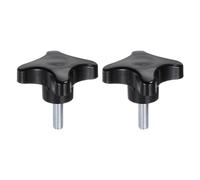 sourcing map 2pcs Star Knobs M8 x 25mm Male Thread Plastic 4-Star Stud Knob Hand Tightening Clamping Screw Replacement Threaded Handle, Black
