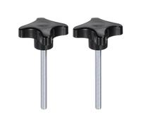 sourcing map 2pcs Star Knobs M8 x 80mm Male Thread Plastic 4-Star Stud Knob Hand Tightening Clamping Screw Replacement Threaded Handle, Black