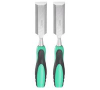 sourcing map 2pcs Steel Wood Chisel 1-1/4" Wide Blade Wood Working Flat Tip Chisel Woodworking Hand Tool with Plastic Non-Slip Handle for Carpentry Carving DIY Projects, Green-Black