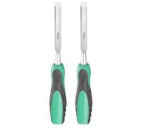 sourcing map 2pcs Steel Wood Chisel 1/2" Wide Blade Wood Working Flat Tip Chisel Woodworking Hand Tool with Plastic Non-Slip Handle for Carpentry Carving DIY Projects, Green-Black