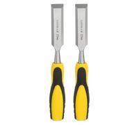 sourcing map 2pcs Steel Wood Chisel 1" Blade Wood Working Flat Tip Chisel Woodworking Hand Tool with Non-Slip Plastic Handle for Carpentry Carving DIY Projects, Yellow-Black
