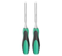 sourcing map 2pcs Steel Wood Chisel 10mm / 3/8" Wide Blade Wood Working Flat Tip Chisel Woodworking Hand Tool with Plastic Non-Slip Handle for Carpentry Carving DIY Projects, Green-Black