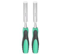 sourcing map 2pcs Steel Wood Chisel 11/16" Wide Blade Wood Working Flat Tip Chisel Woodworking Hand Tool with Plastic Non-Slip Handle for Carpentry Carving DIY Projects, Green-Black