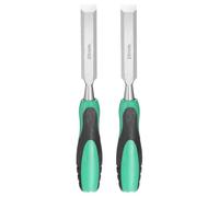 sourcing map 2pcs Steel Wood Chisel 20mm / 13/16" Wide Blade Wood Working Flat Tip Chisel Woodworking Hand Tool with Plastic Non-Slip Handle for Carpentry Carving DIY Projects, Green-Black