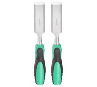 sourcing map 2pcs Steel Wood Chisel 30mm / 1-3/16" Wide Blade Wood Working Flat Tip Chisel Woodworking Hand Tool with Plastic Non-Slip Handle for Carpentry Carving DIY Projects, Green-Black