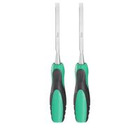 sourcing map 2pcs Steel Wood Chisel 5/16" Wide Blade Wood Working Flat Tip Chisel Woodworking Hand Tool with Plastic Non-Slip Handle for Carpentry Carving DIY Projects, Green-Black