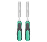 sourcing map 2pcs Steel Wood Chisel 5/8" Wide Blade Wood Working Flat Tip Chisel Woodworking Hand Tool with Plastic Non-Slip Handle for Carpentry Carving DIY Projects, Green-Black