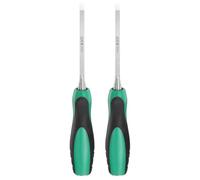 sourcing map 2pcs Steel Wood Chisel 6mm / 1/4" Wide Blade Wood Working Flat Tip Chisel Woodworking Hand Tool with Plastic Non-Slip Handle for Carpentry Carving DIY Projects, Green-Black
