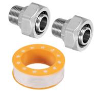 sourcing map 2Pcs Straight Fitting for 3/4 Inch Rapid Air Tubing with 1/2 Inch Male NPT Thread, Brass-Nickel Plated Adapter Fittings for Garage Compressed Air Line Piping System Kit, Silver
