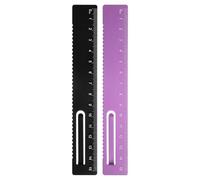 sourcing map 2pcs Straight Ruler 15cm Metric Metal Aluminum Alloy Measuring Bookmark Clip Ruler Scale Tool for Measure Study Reading Classroom Office, Black/Rose