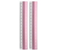 sourcing map 2pcs Straight Ruler 15cm Metric Plastic Aluminum Alloy Protractor Ruler Geometric Measure Tool for Architect Artist Office, Pink