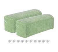 sourcing map 2Pcs Stretch Armrest Covers, Chenille Soft Armchair Slipcovers Couch Recliner Arm Cover with Twist Pins for Chair Sofa Protector, Green