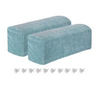 sourcing map 2Pcs Stretch Armrest Covers, Chenille Soft Armchair Slipcovers Couch Recliner Arm Cover with Twist Pins for Chair Sofa Protector, Sky Blue