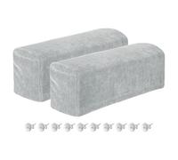 sourcing map 2Pcs Stretch Armrest Covers, Chenille Soft Armchair Slipcovers Couch Recliner Arm Cover with Twist Pins for Chair Sofa Protector, Silver