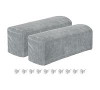 sourcing map 2Pcs Stretch Armrest Covers, Chenille Soft Armchair Slipcovers Couch Recliner Arm Cover with Twist Pins for Chair Sofa Protector, Grey