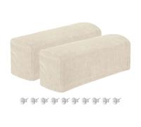 sourcing map 2Pcs Stretch Armrest Covers, Chenille Soft Armchair Slipcovers Couch Recliner Arm Cover with Twist Pins for Chair Sofa Protector, Cream