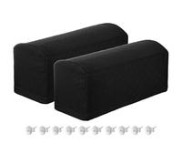 sourcing map 2Pcs Stretch Armrest Covers, Polyester Diamond Pattern Soft Armchair Slipcovers Couch Recliner Arm Cover with Twist Pins for Chair Sofa Protector, Black