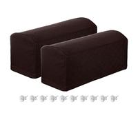sourcing map 2Pcs Stretch Armrest Covers, Polyester Diamond Pattern Soft Armchair Slipcovers Couch Recliner Arm Cover with Twist Pins for Chair Sofa Protector, Dark Coffee