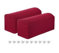 sourcing map 2Pcs Stretch Armrest Covers, Polyester Diamond Pattern Soft Armchair Slipcovers Couch Recliner Arm Cover with Twist Pins for Chair Sofa Protector, Wine Red
