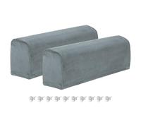 sourcing map 2Pcs Stretch Armrest Covers, Polyester Soft Couch Armchair Cover Non-Slip Chair Arm Rest Slipcovers for Sofa Recliner Twist Pins, Dark Gray