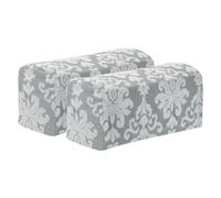 sourcing map 2Pcs Stretch Armrest Covers, Polyester Vintage Jacquard Soft Couch Arm Slipcovers Anti-Slip Furniture Protector for Chairs Couch Sofa Recliner, Light Gray