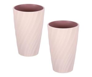 sourcing map 2Pcs Striped Drinking Cups, Double Color Unbreakable Reusable Bathroom Cup Mouthwash Cup Toothbrush Tumbler Holder, Pink