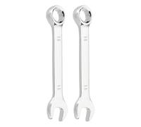 sourcing map 2Pcs Stubby Combination Wrench 11mm Metric 12-Point Box and Open End Chromium Vanadium Steel CR-V Double Ended Spanner Tool for Automotive Pipe Furniture Machinery Repair, Silver