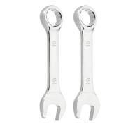 sourcing map 2Pcs Stubby Combination Wrench 19mm Metric 12-Point Box and Open End Chromium Vanadium Steel CR-V Double Ended Spanner Tool for Automotive Pipe Furniture Machinery Repair, Silver