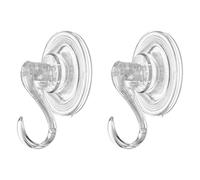 sourcing map 2pcs Suction Cup Hooks 2.44" Powerful Vacuum Suction Shower Hooks Waterproof Reusable Wreath Cup Bathroom Hook Load 6.6 lbs for Kitchen Restroom Window Wall Glass Door, Clear