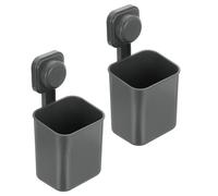 sourcing map 2Pcs Suction Toothbrush Holder, 4" x 8" Wall Mounted Shower Caddy Organizer Cup for Tooth Brush, Toothpaste, Razors in Bathroom, Kitchen(Gunmetal Grey)