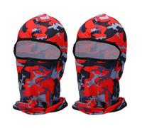 sourcing map 2pcs Summer Balaclava Face Mask, Polyester Sun Protection Hood Face Cover Cooling Full Head Mask for Men Women Fishing Motorcycle Cycling, Camo Red