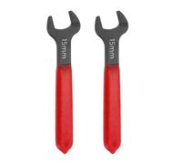 sourcing map 2Pcs Super Thin Single Open End Wrench 15mm Metric Carbon Steel Slim Wrench 15 Degree Angle Open Ended Ultra Thin Mechanic Spanner with Plastic Handle for Tight Space, Red