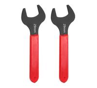 sourcing map 2Pcs Super Thin Single Open End Wrench 29mm Metric Carbon Steel Slim Wrench 15 Degree Angle Open Ended Ultra Thin Mechanic Spanner with Plastic Handle for Tight Space, Red