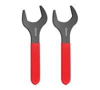 sourcing map 2Pcs Super Thin Single Open End Wrench 55mm Metric Carbon Steel Slim Wrench 15 Degree Angle Open Ended Ultra Thin Mechanic Spanner with Plastic Handle for Tight Space, Red