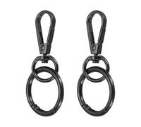 sourcing map 2Pcs Swivel Clasp Clip, 2.8" Snap Hook with O Spring Ring Metal Double Opening Key Chain Clip Lobster Claw Clasps for DIY Crafts Bags Jewelry Lanyards, Black