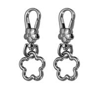 sourcing map 2Pcs Swivel Clasp Clip, Detachable Lobster Clasps with Flower Shape Keychain Clip Quick Release Key Ring for Jewelry Crafts Making Keychain Backpack, Metallic Black