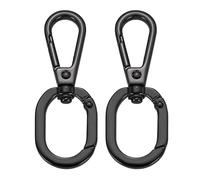 sourcing map 2Pcs Swivel Clasp Clips, Zinc Alloy Double Opening Spring Snap Hooks with Lobster Claw Clasp for DIY Crafts Keychain Lanyard Jewelry Making, Metallic Black
