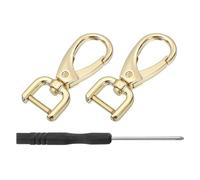 sourcing map 2Pcs Swivel Clasps Hook, 12mm(0.5 Inch) D Ring Detachable Snap Hook Metal Lobster Claw Clasp Hook with Screwdriver for Purse Keychain DIY Craft, Gold