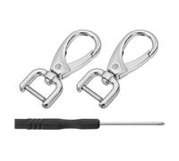 sourcing map 2Pcs Swivel Clasps Hook, 12mm(0.5 Inch) D Ring Detachable Snap Hook Metal Lobster Claw Clasp Hook with Screwdriver for Purse Keychain DIY Craft, Silver