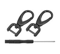 sourcing map 2Pcs Swivel Clasps Hook, 12mm(0.5 Inch) D Ring Detachable Snap Hook Metal Lobster Claw Clasp Hook with Screwdriver for Purse Keychain DIY Craft, Black