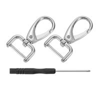 sourcing map 2Pcs Swivel Clasps Hook, 19mm(3/4 Inch) D Ring Detachable Snap Hook Metal Lobster Claw Clasp Hook with Screwdriver for Purse Keychain DIY Craft, Silver