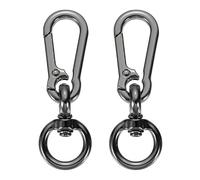 sourcing map 2Pcs Swivel Spring Snap Hook Clip, 2.52inch Keychain Clip Zinc Alloy Swivel Lobster Claw with O Ring for Bags Lanyard Craft Making, Metallic Black