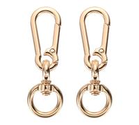 sourcing map 2Pcs Swivel Spring Snap Hook Clip, 2.52inch Keychain Clip Zinc Alloy Swivel Lobster Claw with O Ring for Bags Lanyard Craft Making, Light Gold