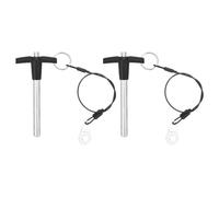 sourcing map 2Pcs T Handle Quick Release Pin, 5/16"x2" 304 Stainless Steel Ball Locking Pin Push-Button Quick Release Pin with Lanyard Cable for Audio Bimini Top Marine Hardware, Silver